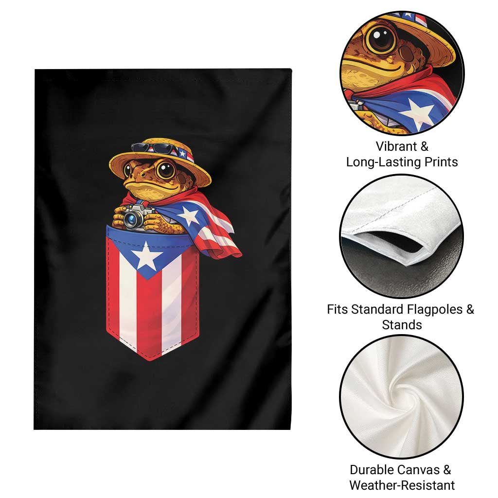 Funny Coqui Frog Puerto Rico Flag Garden Flag Puerto Rican Taino Buricua Borinquen