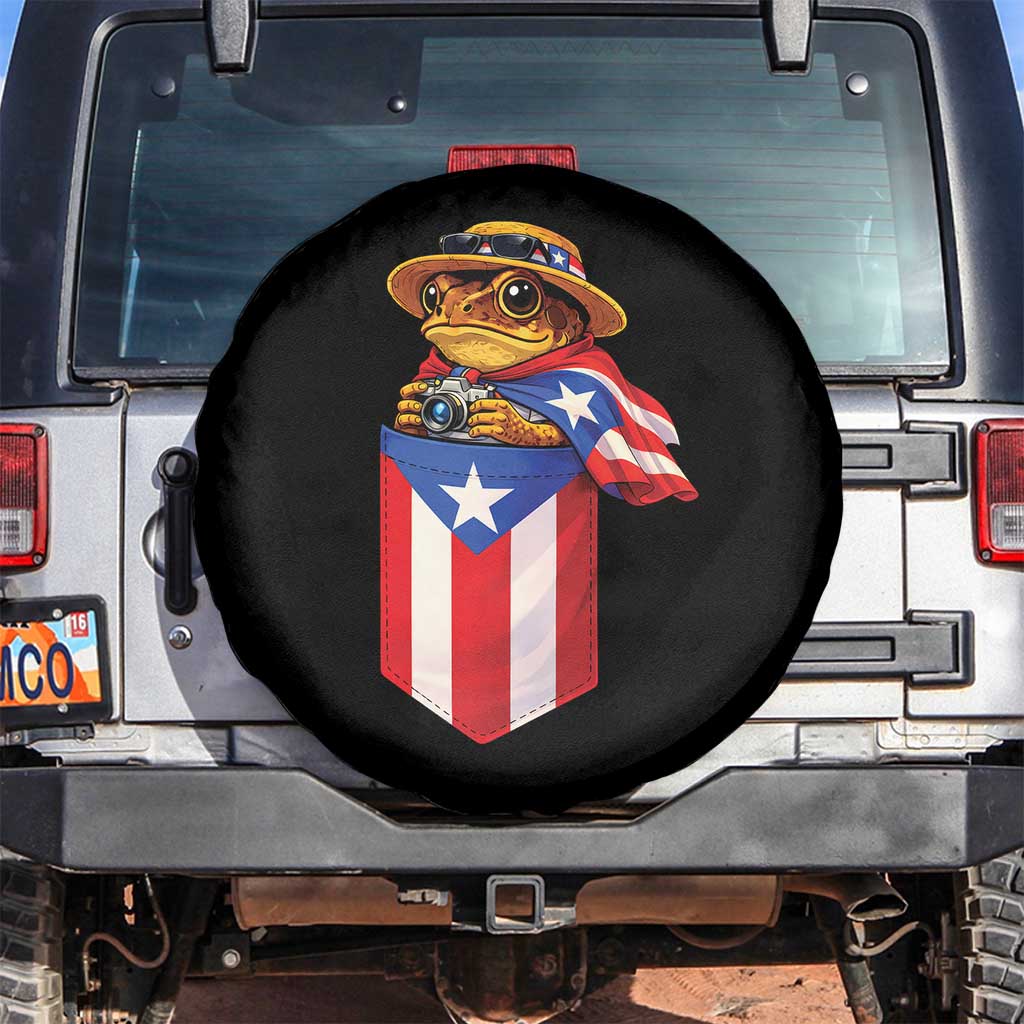 Funny Coqui Frog Puerto Rico Flag Spare Tire Cover Puerto Rican Taino Buricua Borinquen