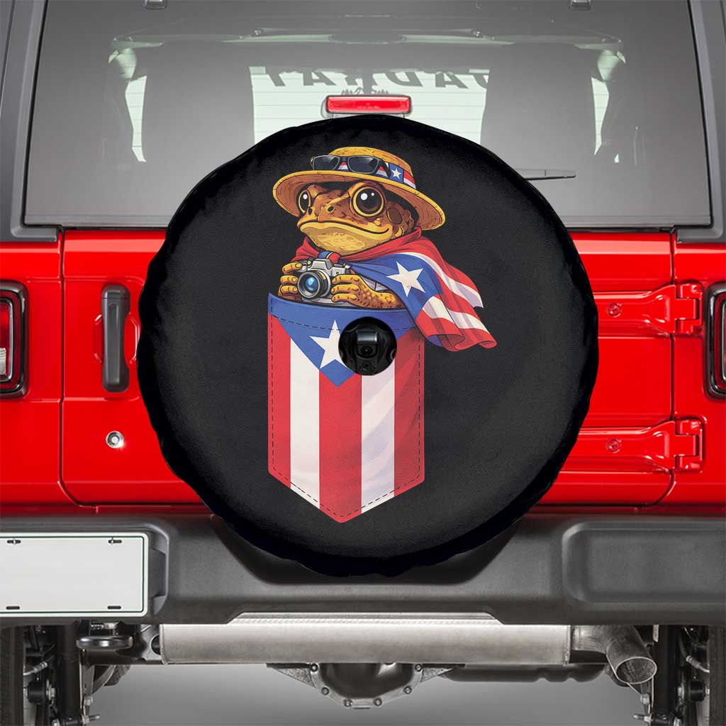 Funny Coqui Frog Puerto Rico Flag Spare Tire Cover Puerto Rican Taino Buricua Borinquen