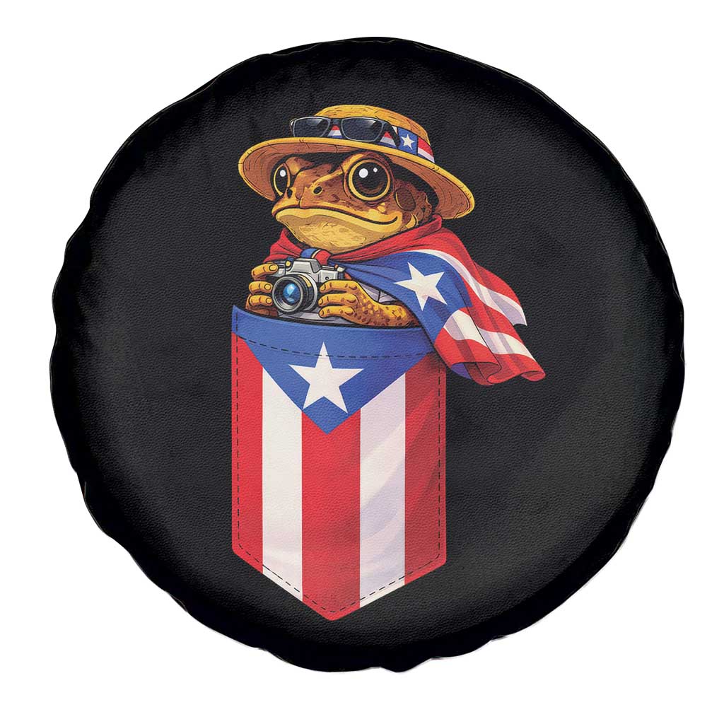 Funny Coqui Frog Puerto Rico Flag Spare Tire Cover Puerto Rican Taino Buricua Borinquen