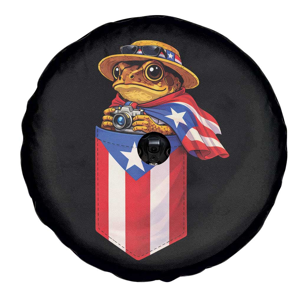 Funny Coqui Frog Puerto Rico Flag Spare Tire Cover Puerto Rican Taino Buricua Borinquen