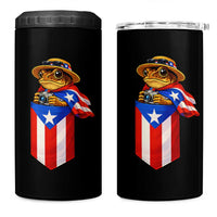 Funny Coqui Frog Puerto Rico Flag 4 in 1 Can Cooler Tumbler Puerto Rican Taino Buricua Borinquen