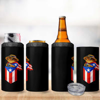 Funny Coqui Frog Puerto Rico Flag 4 in 1 Can Cooler Tumbler Puerto Rican Taino Buricua Borinquen