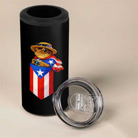 Funny Coqui Frog Puerto Rico Flag 4 in 1 Can Cooler Tumbler Puerto Rican Taino Buricua Borinquen