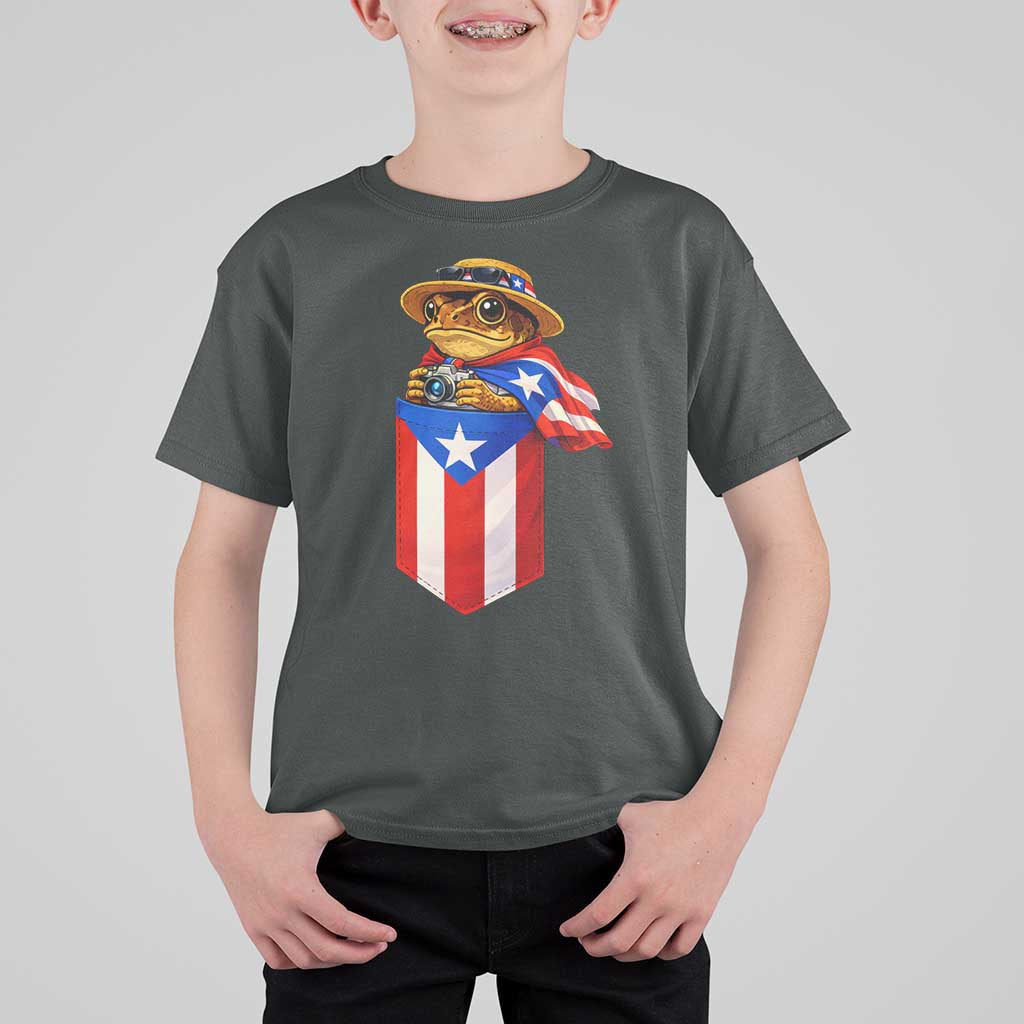 Funny Coqui Frog Puerto Rico Flag T Shirt For Kid Puerto Rican Taino Buricua Borinquen
