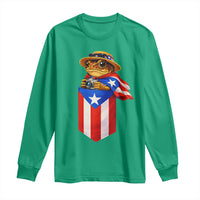 Funny Coqui Frog Puerto Rico Flag Long Sleeve Shirt Puerto Rican Taino Buricua Borinquen
