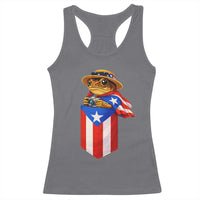 Funny Coqui Frog Puerto Rico Flag Racerback Tank Top Puerto Rican Taino Buricua Borinquen
