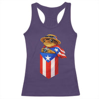 Funny Coqui Frog Puerto Rico Flag Racerback Tank Top Puerto Rican Taino Buricua Borinquen