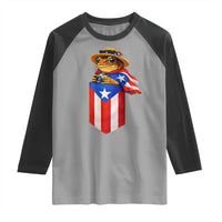 Funny Coqui Frog Puerto Rico Flag Raglan Shirt Puerto Rican Taino Buricua Borinquen