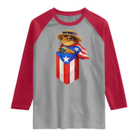 Funny Coqui Frog Puerto Rico Flag Raglan Shirt Puerto Rican Taino Buricua Borinquen