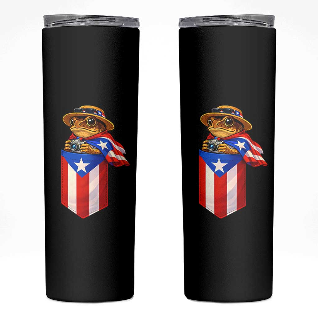Funny Coqui Frog Puerto Rico Flag Skinny Tumbler Puerto Rican Taino Buricua Borinquen