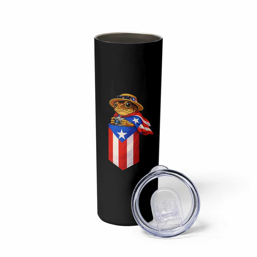 Funny Coqui Frog Puerto Rico Flag Skinny Tumbler Puerto Rican Taino Buricua Borinquen
