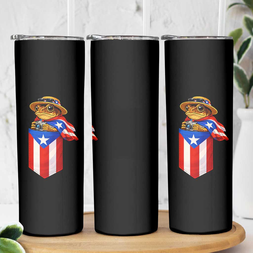 Funny Coqui Frog Puerto Rico Flag Skinny Tumbler Puerto Rican Taino Buricua Borinquen