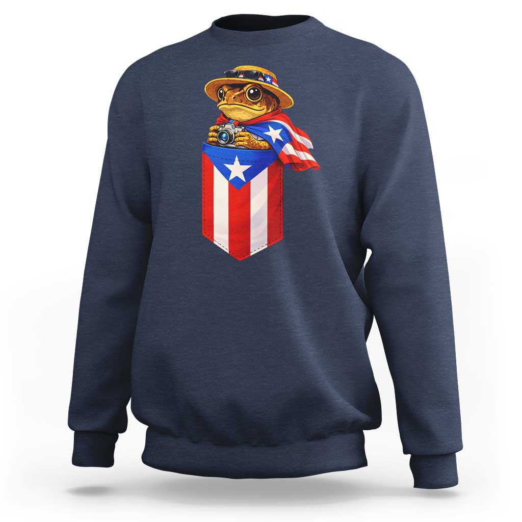 Funny Coqui Frog Puerto Rico Flag Sweatshirt Puerto Rican Taino Buricua Borinquen