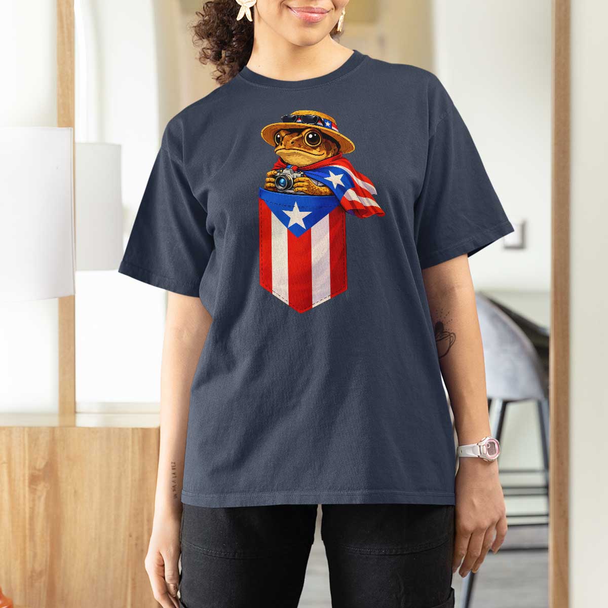 Funny Coqui Frog Puerto Rico Flag T Shirt For Women Puerto Rican Taino Buricua Borinquen