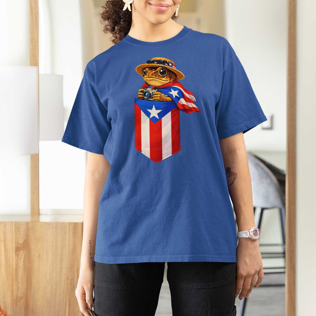 Funny Coqui Frog Puerto Rico Flag T Shirt For Women Puerto Rican Taino Buricua Borinquen