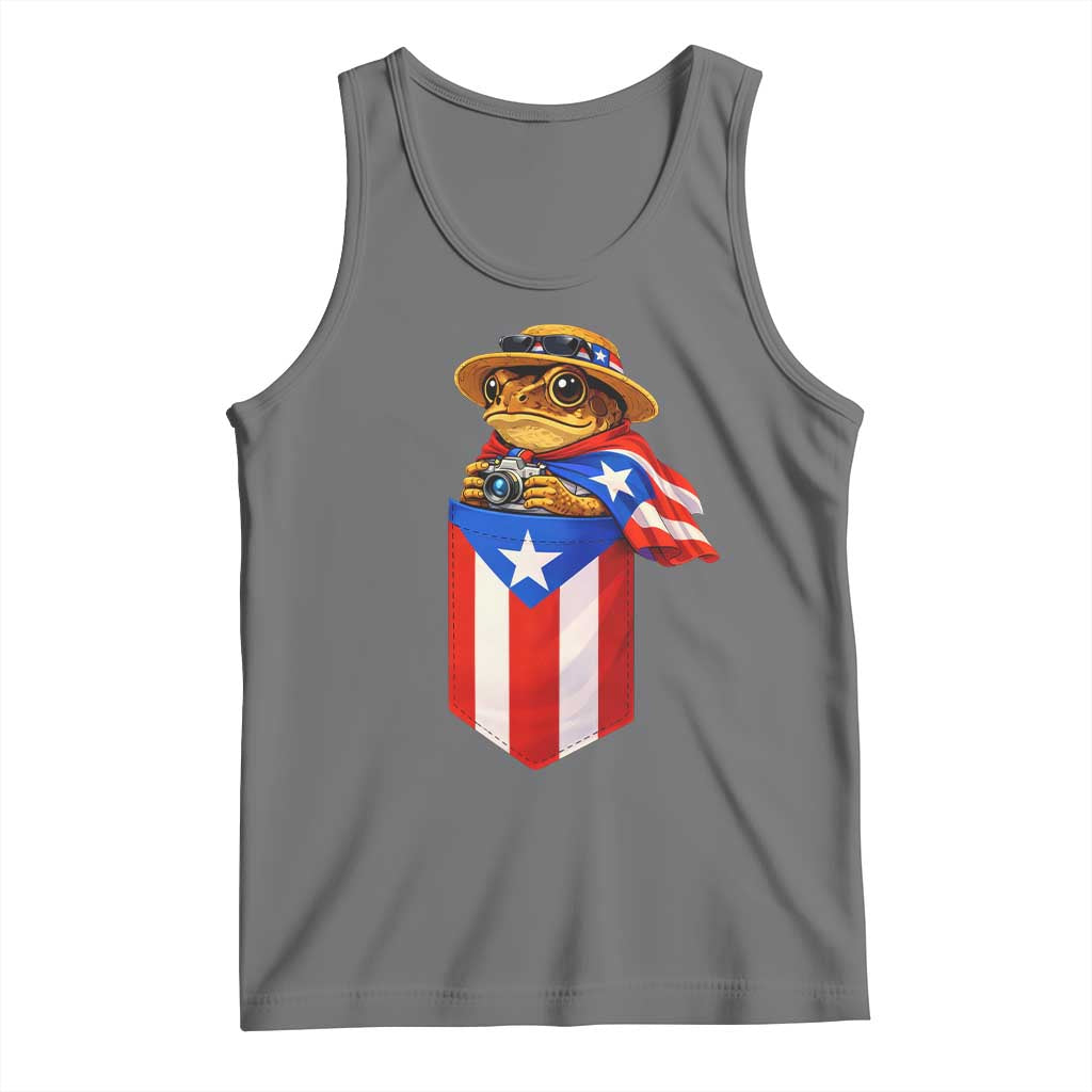 Funny Coqui Frog Puerto Rico Flag Tank Top Puerto Rican Taino Buricua Borinquen