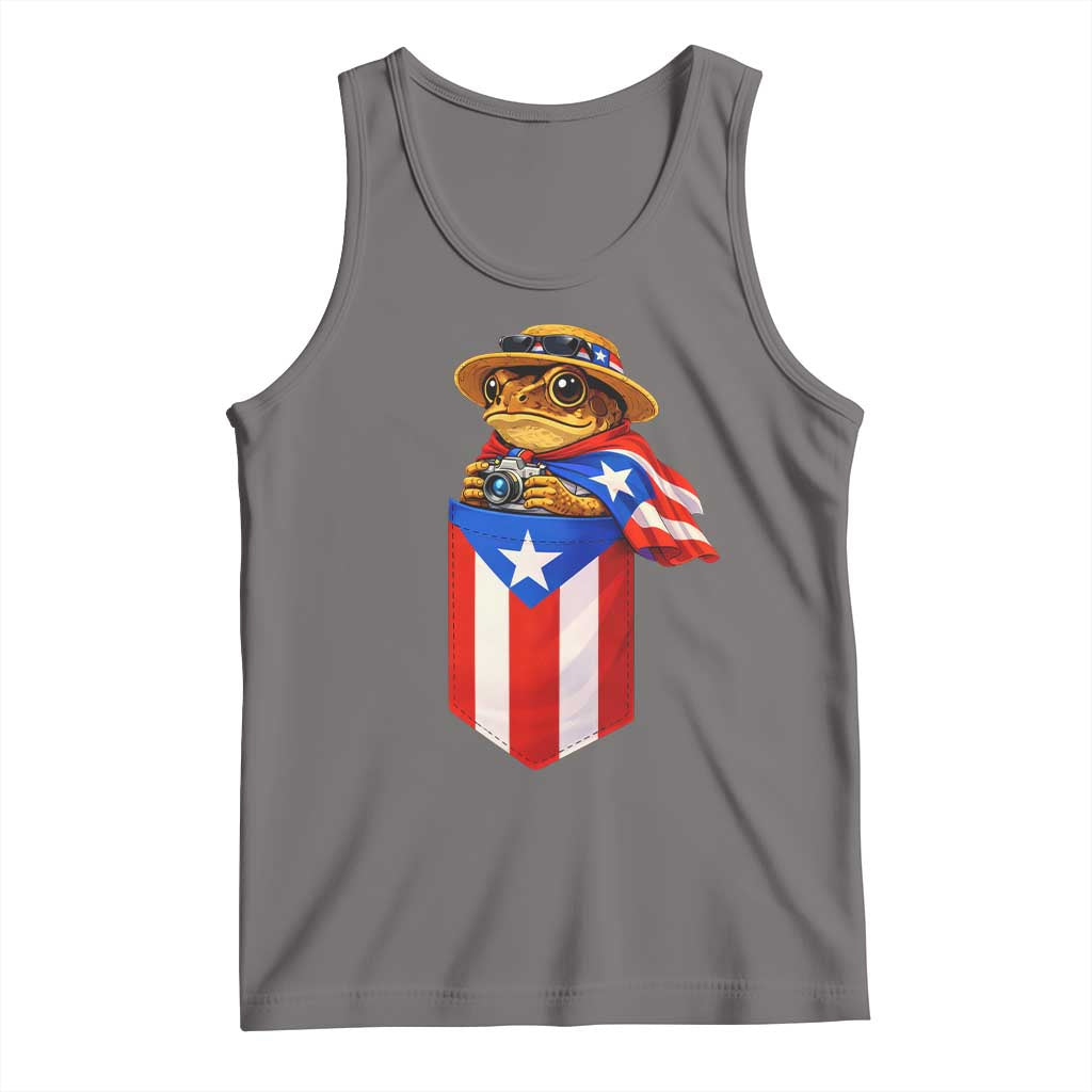 Funny Coqui Frog Puerto Rico Flag Tank Top Puerto Rican Taino Buricua Borinquen