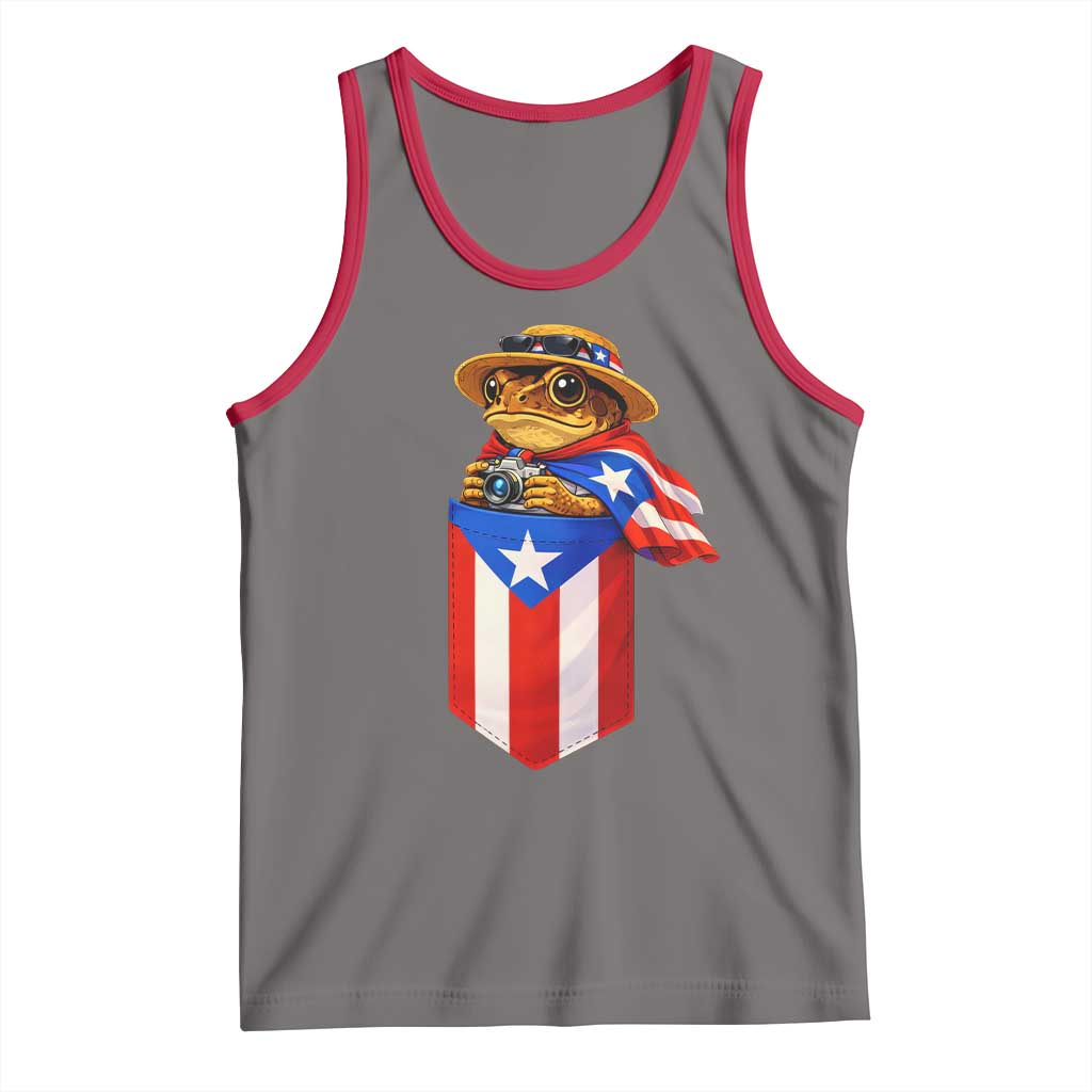 Funny Coqui Frog Puerto Rico Flag Tank Top Puerto Rican Taino Buricua Borinquen