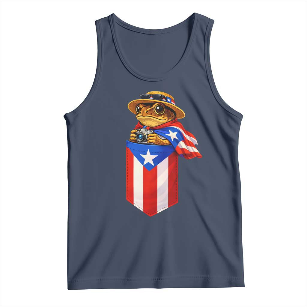 Funny Coqui Frog Puerto Rico Flag Tank Top Puerto Rican Taino Buricua Borinquen