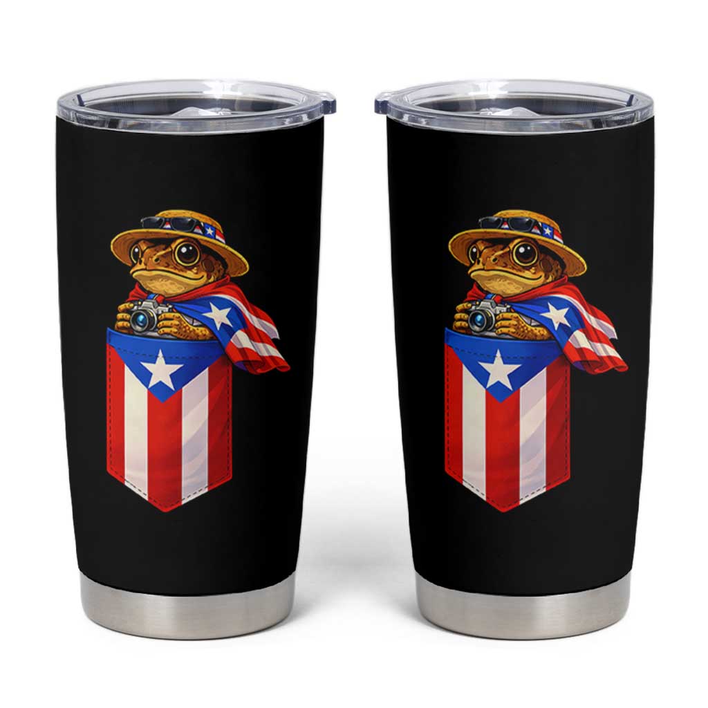 Funny Coqui Frog Puerto Rico Flag Tumbler Cup Puerto Rican Taino Buricua Borinquen