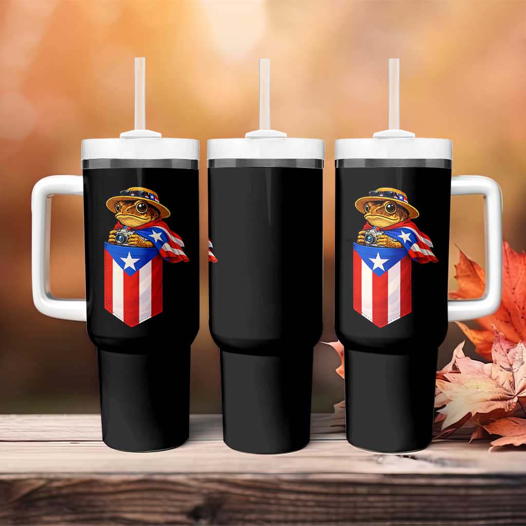 Funny Coqui Frog Puerto Rico Flag Tumbler With Handle Puerto Rican Taino Buricua Borinquen