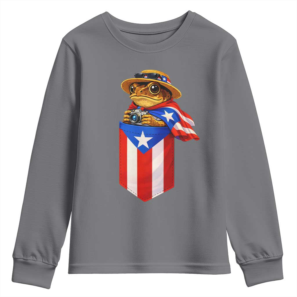 Funny Coqui Frog Puerto Rico Flag Youth Sweatshirt Puerto Rican Taino Buricua Borinquen