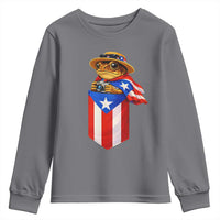 Funny Coqui Frog Puerto Rico Flag Youth Sweatshirt Puerto Rican Taino Buricua Borinquen