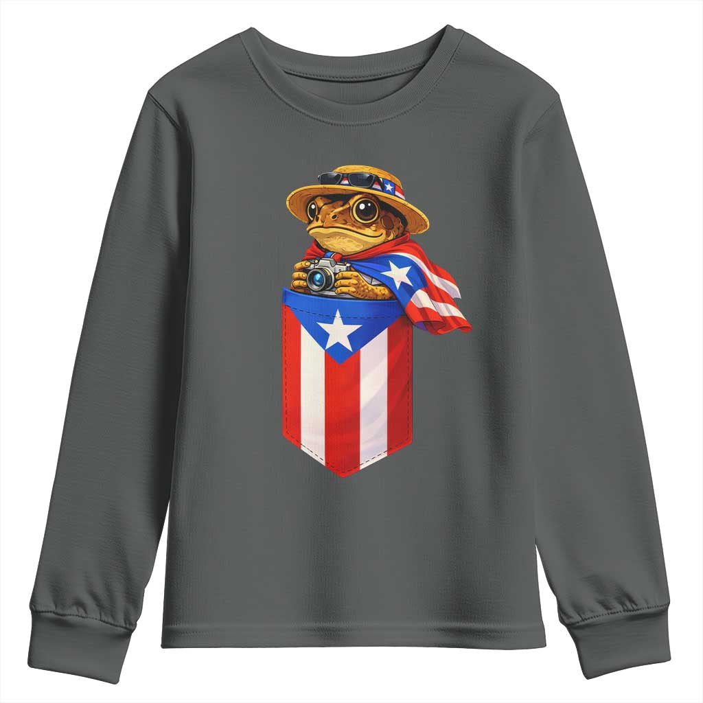 Funny Coqui Frog Puerto Rico Flag Youth Sweatshirt Puerto Rican Taino Buricua Borinquen
