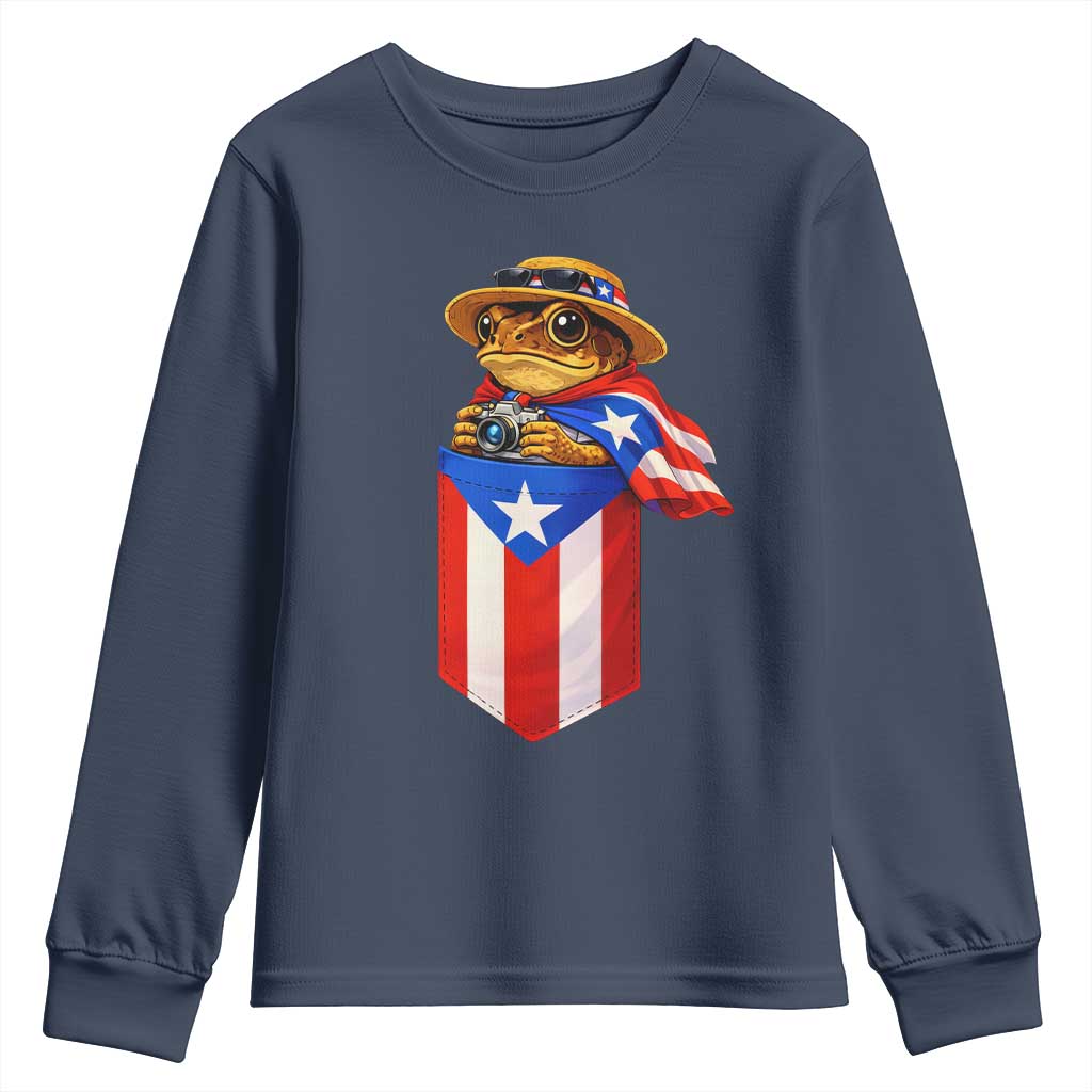 Funny Coqui Frog Puerto Rico Flag Youth Sweatshirt Puerto Rican Taino Buricua Borinquen