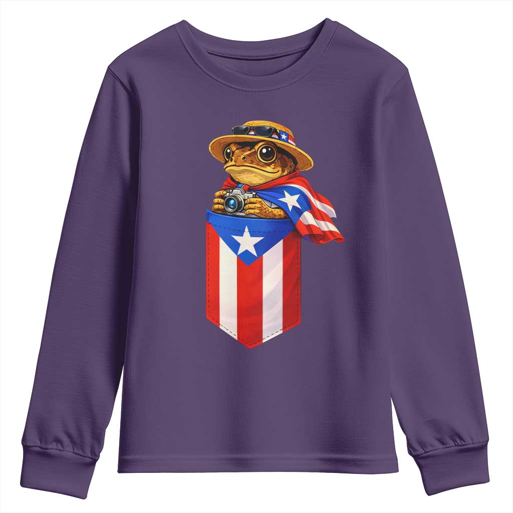 Funny Coqui Frog Puerto Rico Flag Youth Sweatshirt Puerto Rican Taino Buricua Borinquen