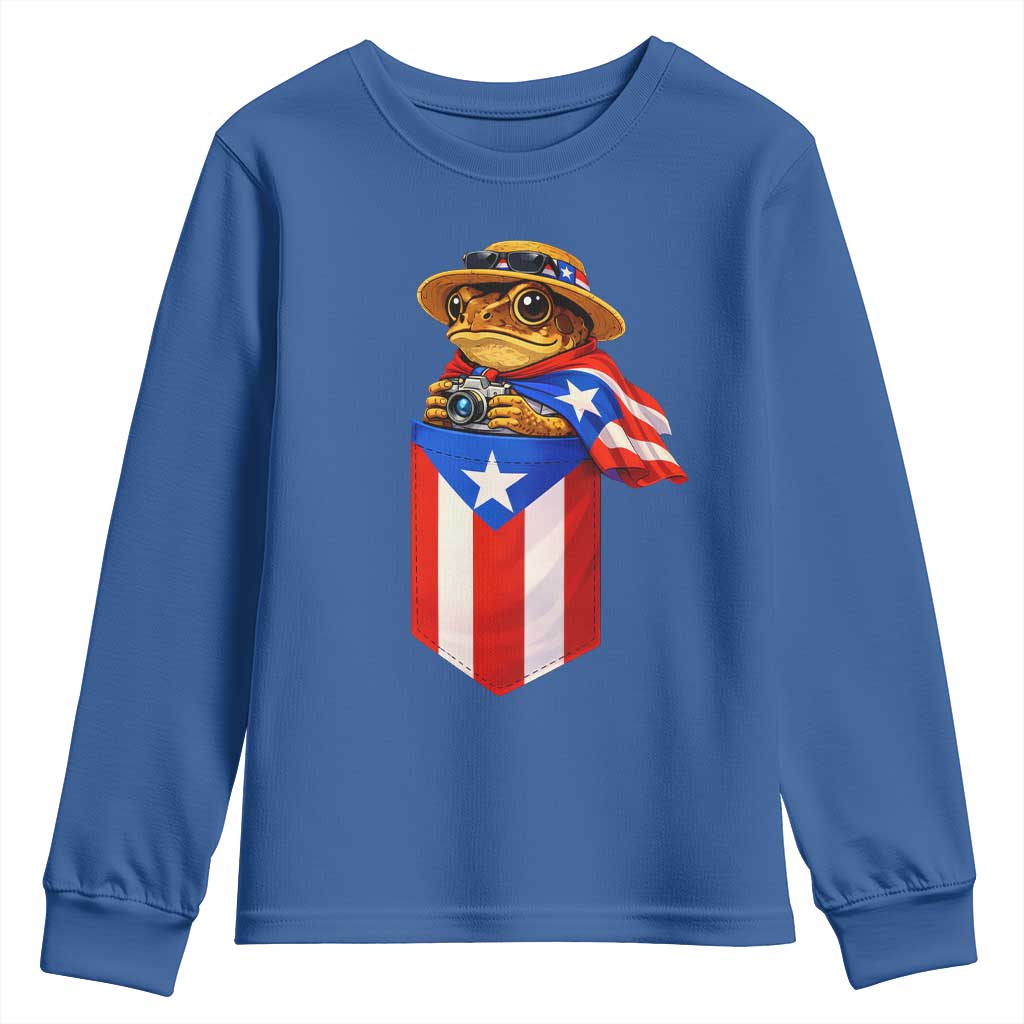 Funny Coqui Frog Puerto Rico Flag Youth Sweatshirt Puerto Rican Taino Buricua Borinquen