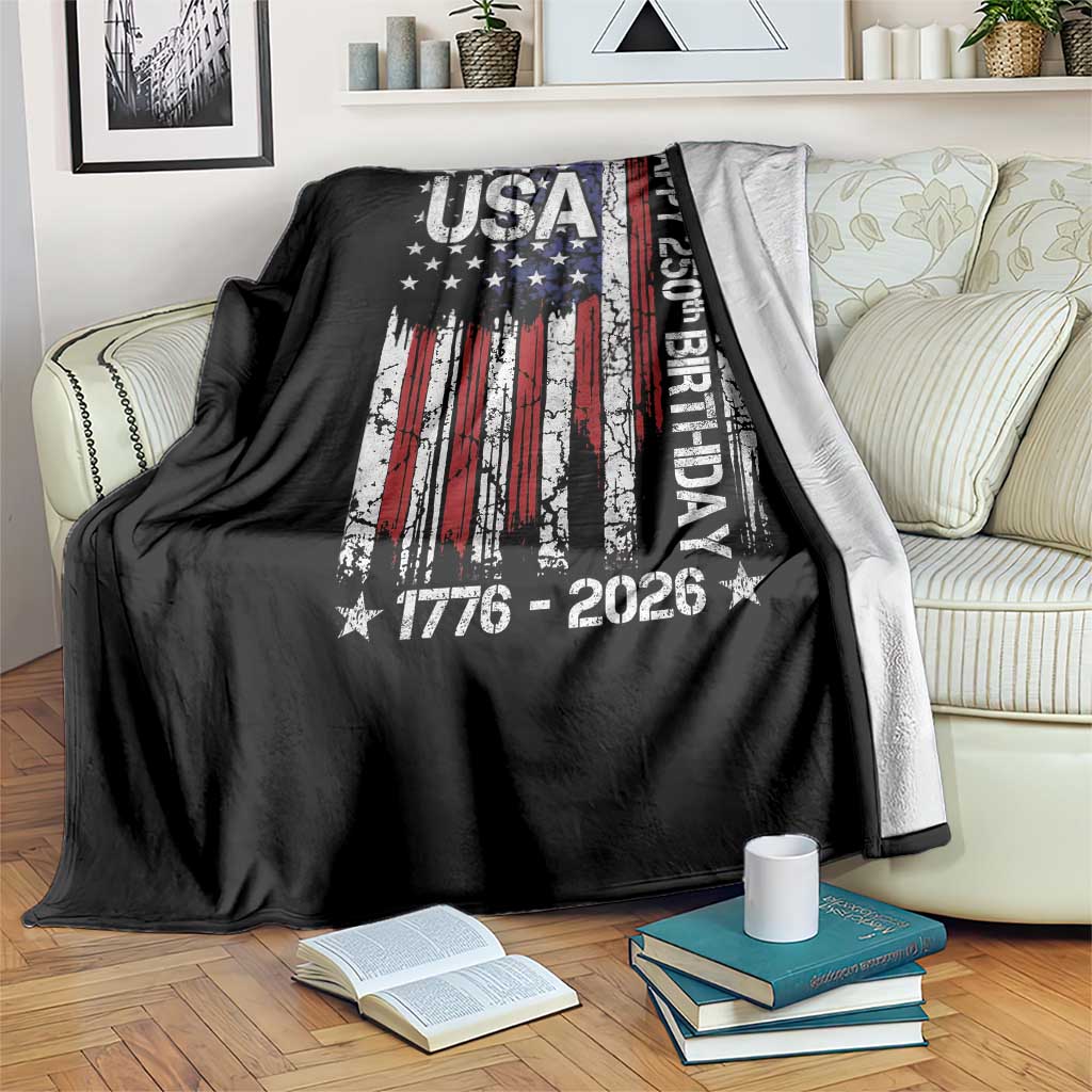 250 Years America Anniversary Flag Throw Blanket 4th of July Patriotic Independence Day
