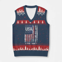 250 Years America Anniversary Flag V-Neck Knit Sweater Vest 4th of July Patriotic Independence Day
