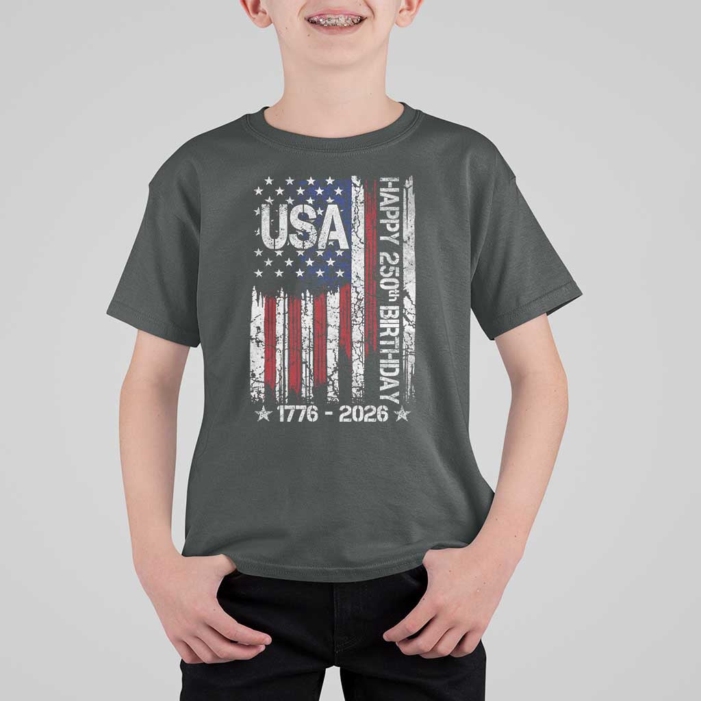 250 Years America Anniversary Flag T Shirt For Kid 4th of July Patriotic Independence Day