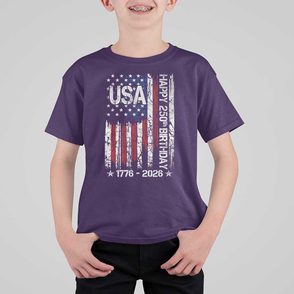 250 Years America Anniversary Flag T Shirt For Kid 4th of July Patriotic Independence Day
