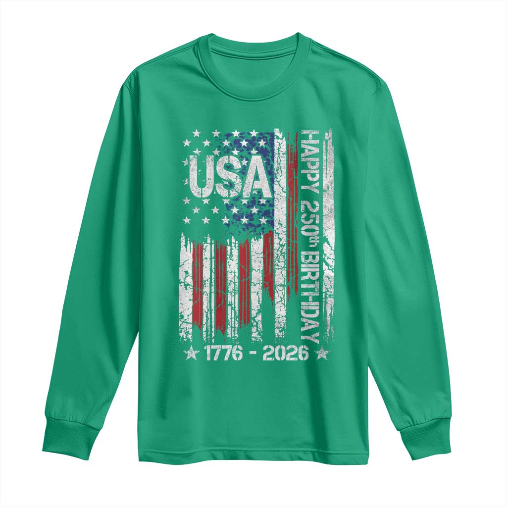 250 Years America Anniversary Flag Long Sleeve Shirt 4th of July Patriotic Independence Day