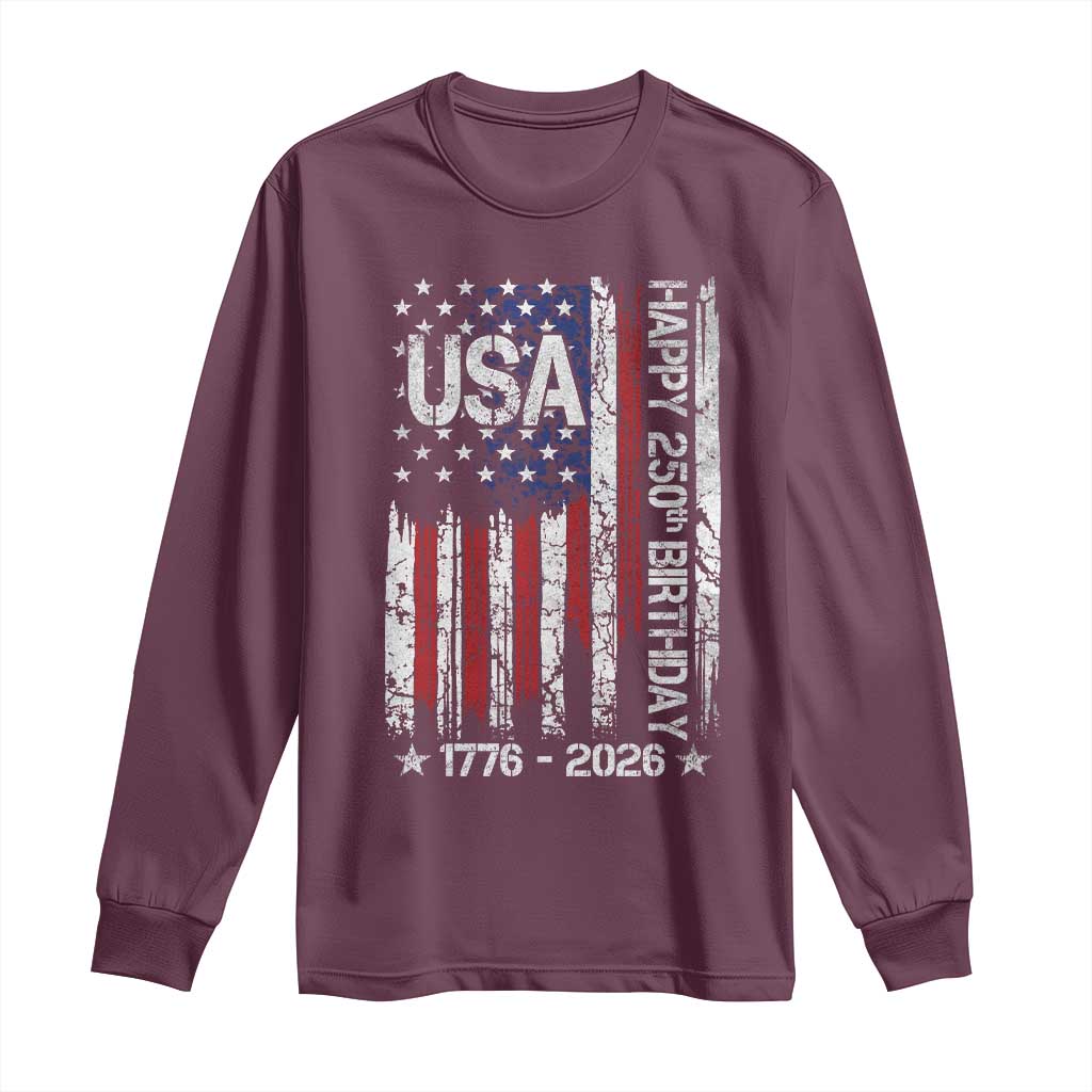 250 Years America Anniversary Flag Long Sleeve Shirt 4th of July Patriotic Independence Day