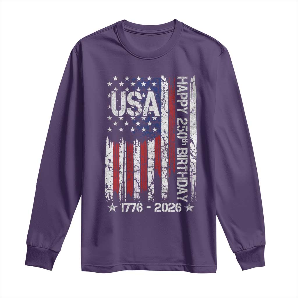 250 Years America Anniversary Flag Long Sleeve Shirt 4th of July Patriotic Independence Day