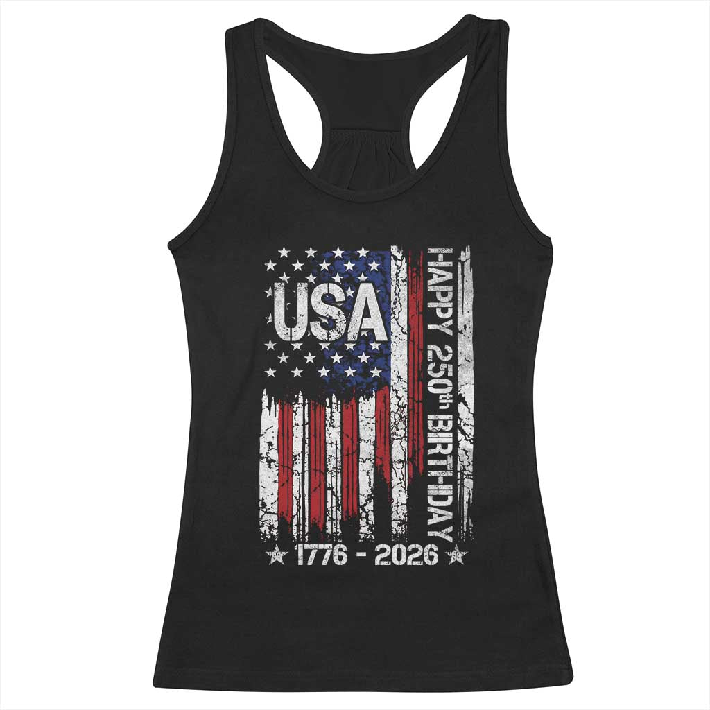 250 Years America Anniversary Flag Racerback Tank Top 4th of July Patriotic Independence Day