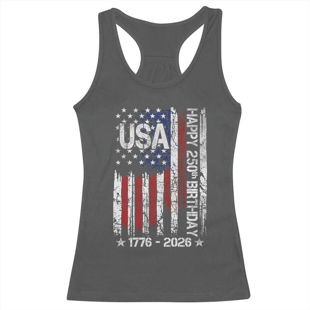 250 Years America Anniversary Flag Racerback Tank Top 4th of July Patriotic Independence Day