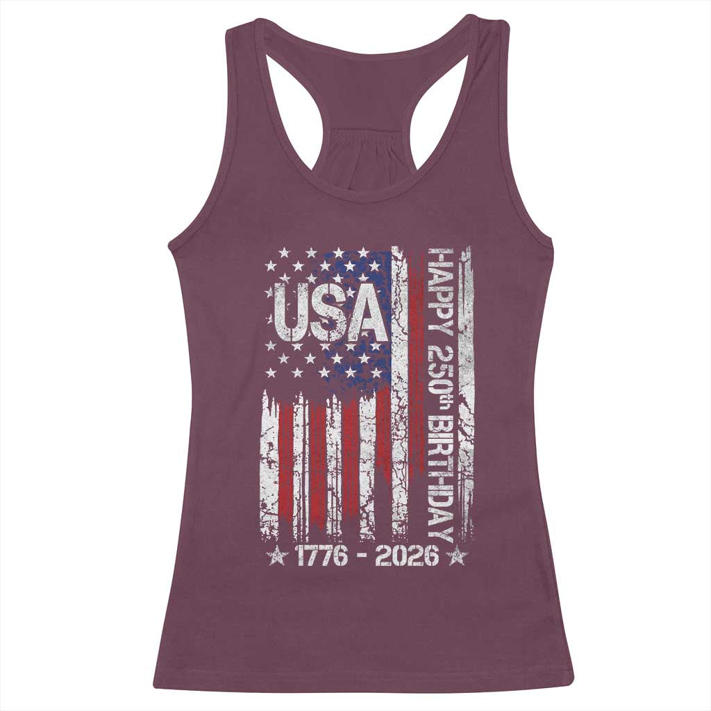 250 Years America Anniversary Flag Racerback Tank Top 4th of July Patriotic Independence Day