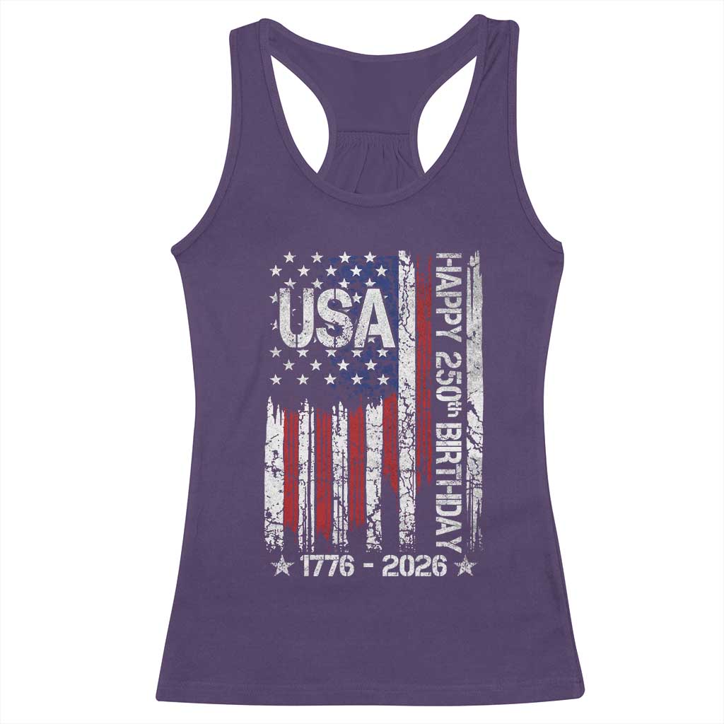 250 Years America Anniversary Flag Racerback Tank Top 4th of July Patriotic Independence Day