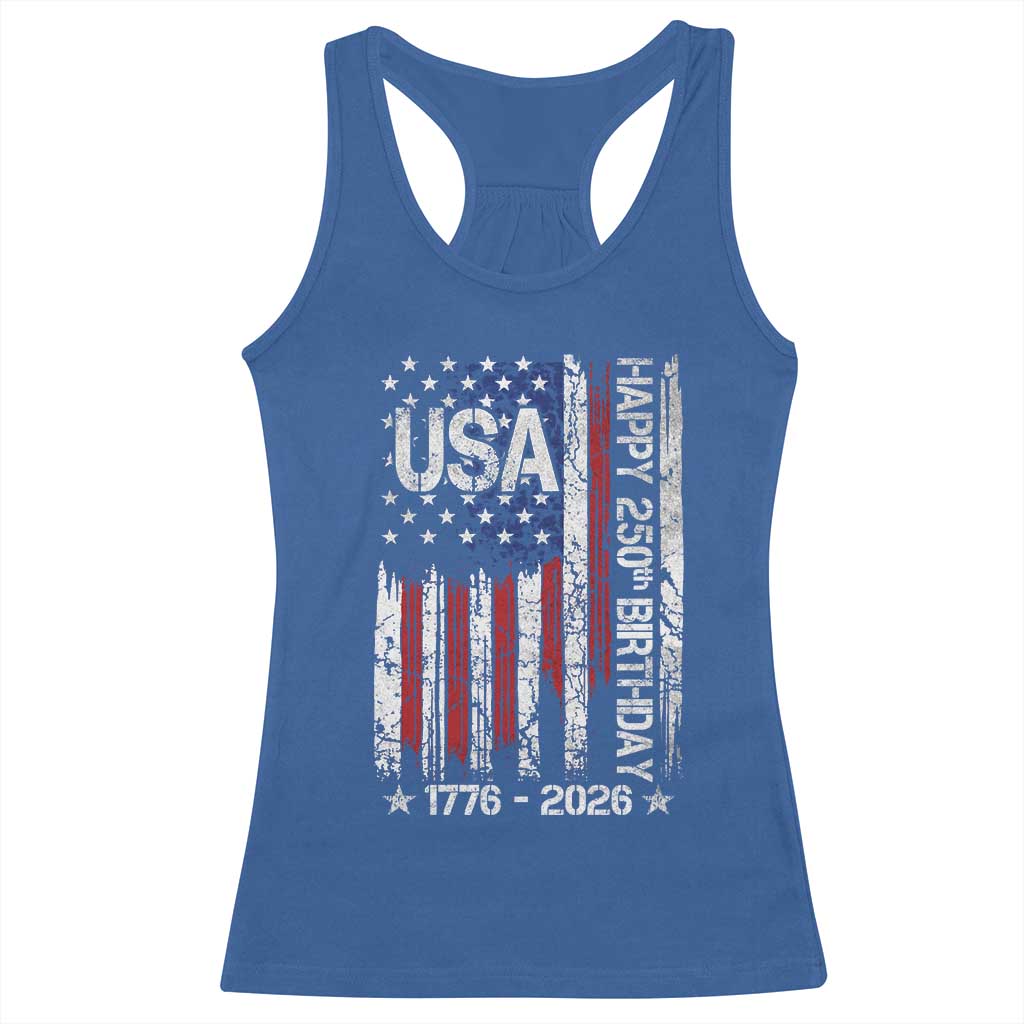 250 Years America Anniversary Flag Racerback Tank Top 4th of July Patriotic Independence Day