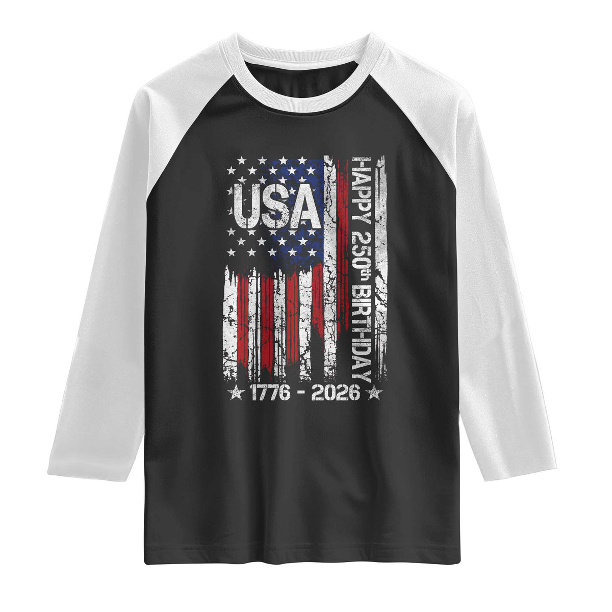 250 Years America Anniversary Flag Raglan Shirt 4th of July Patriotic Independence Day