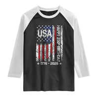250 Years America Anniversary Flag Raglan Shirt 4th of July Patriotic Independence Day