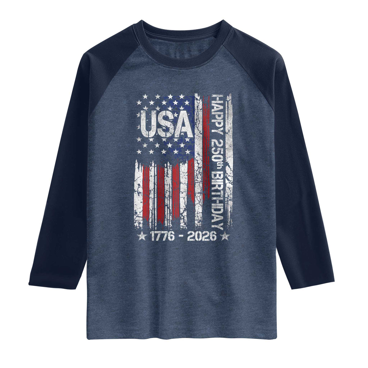 250 Years America Anniversary Flag Raglan Shirt 4th of July Patriotic Independence Day