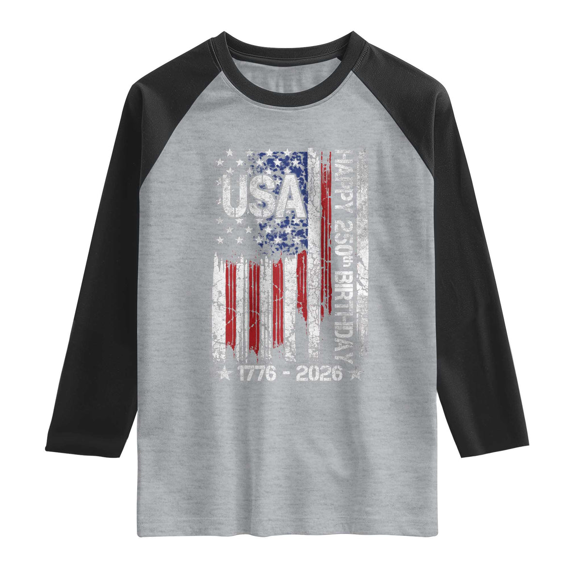 250 Years America Anniversary Flag Raglan Shirt 4th of July Patriotic Independence Day