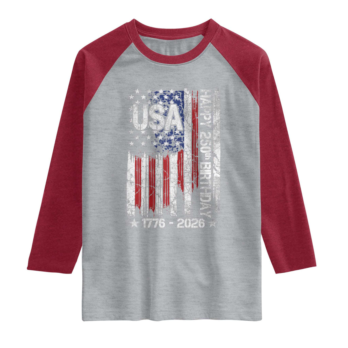 250 Years America Anniversary Flag Raglan Shirt 4th of July Patriotic Independence Day