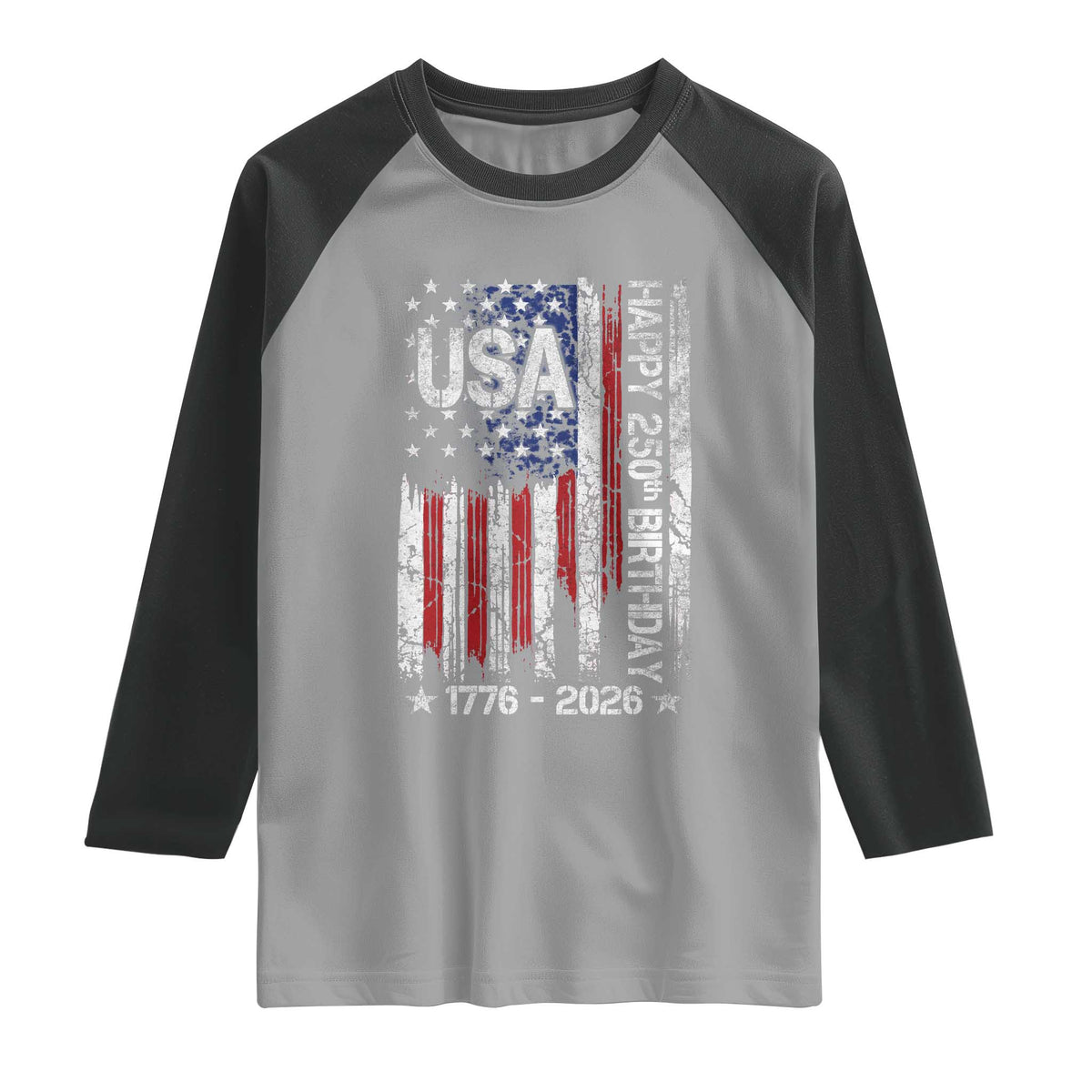 250 Years America Anniversary Flag Raglan Shirt 4th of July Patriotic Independence Day